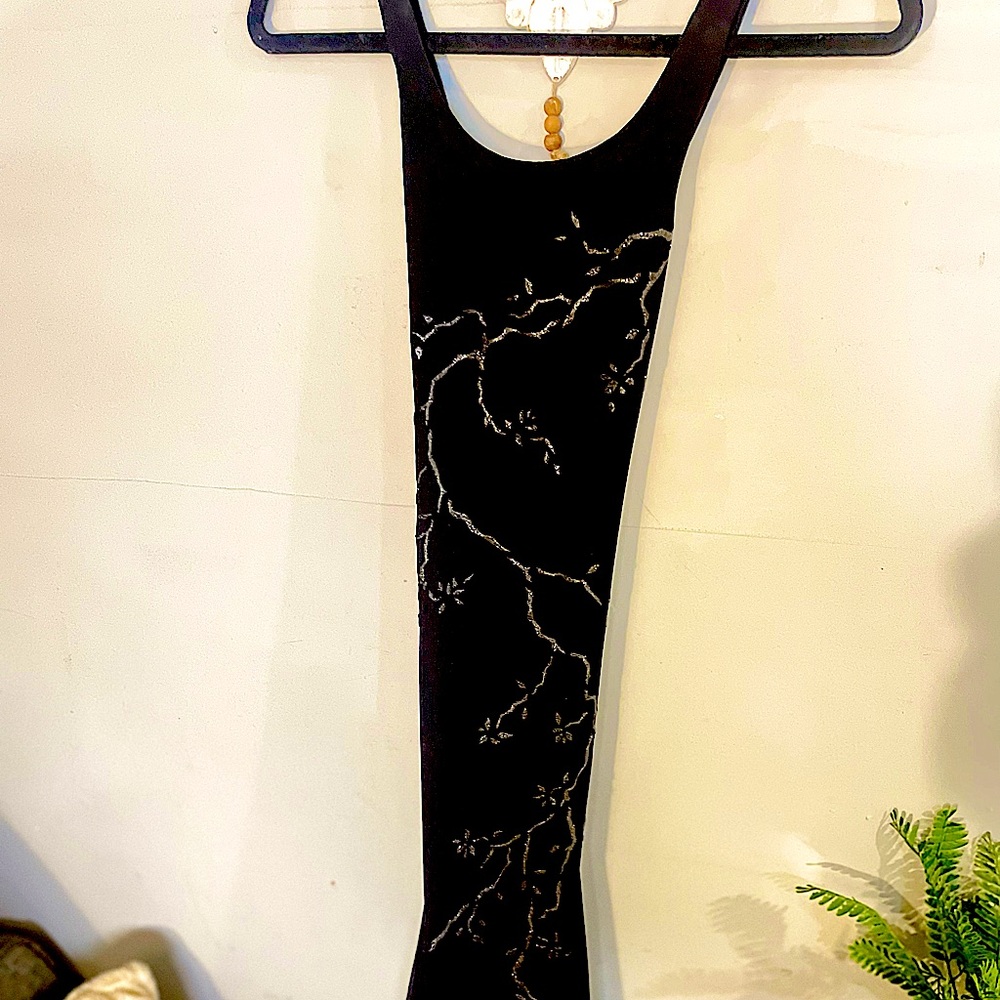 vintage double layered- open back sequin long maxi dress